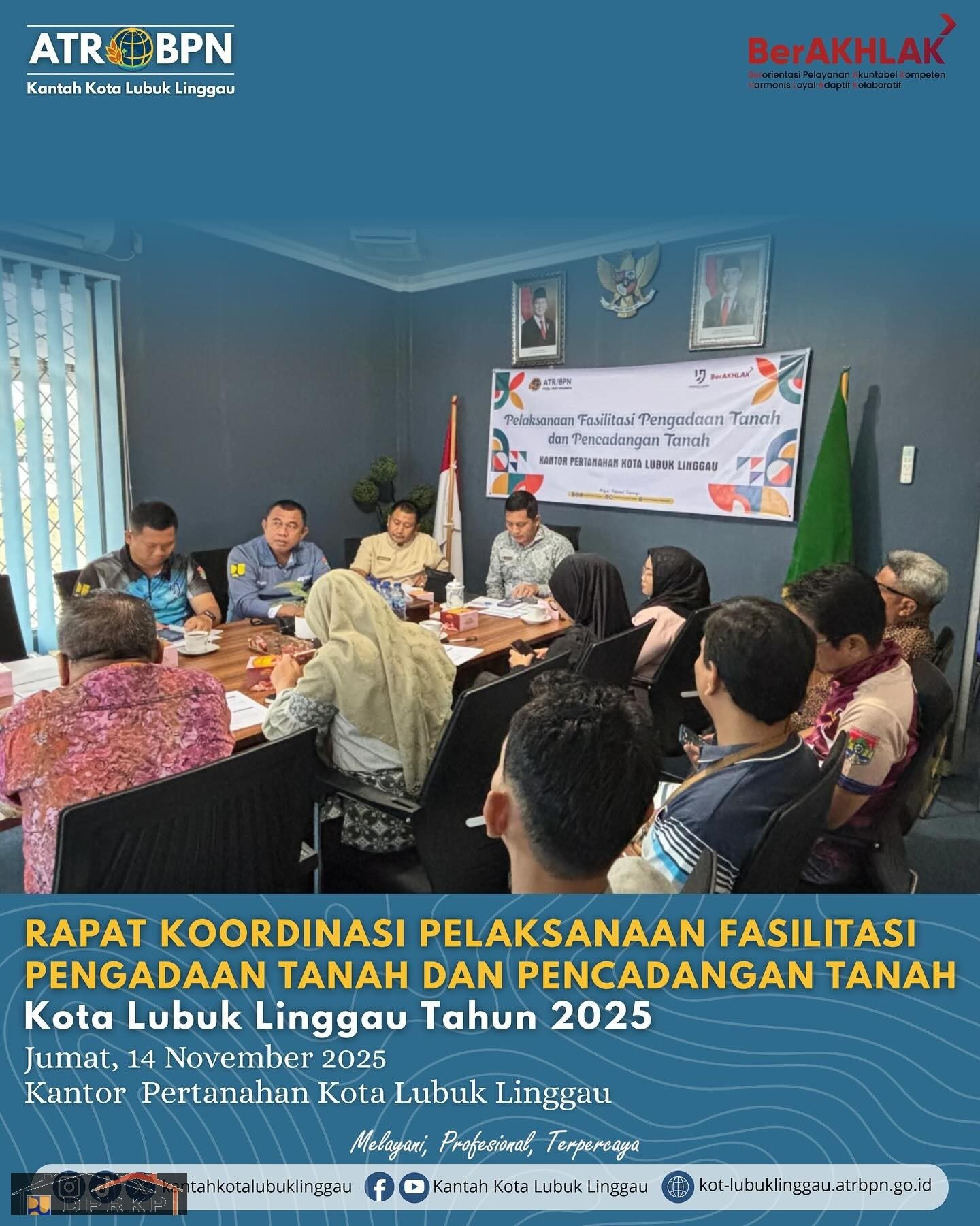 Kantor Pertanahan Kota Lubuk Linggau melaksanakan Rapat Koordinasi Pelaksanaan Fasilitasi Pengadaan Tanah dan Pencadangan Tanah di Kota Lubuk Linggau.